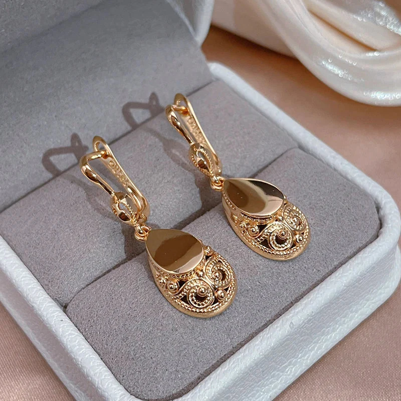 Gold Merle Drop Earrings for Women - Image 2