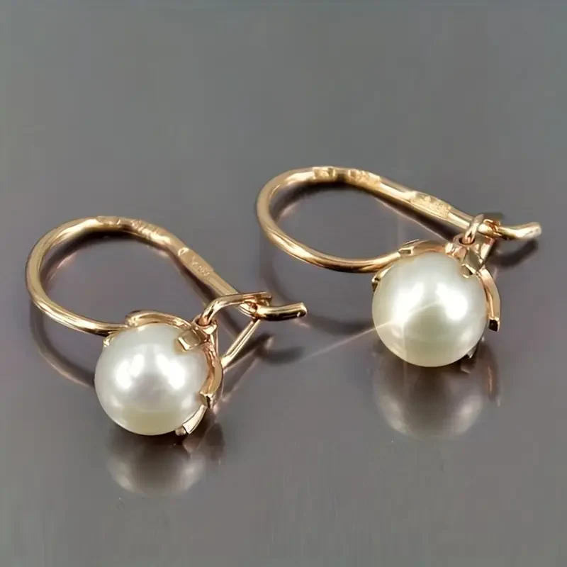 Gold-Plated Pearl Dangle Earrings
