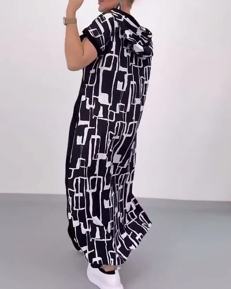 Half-Zip Loose Contrast Dress - Image 2