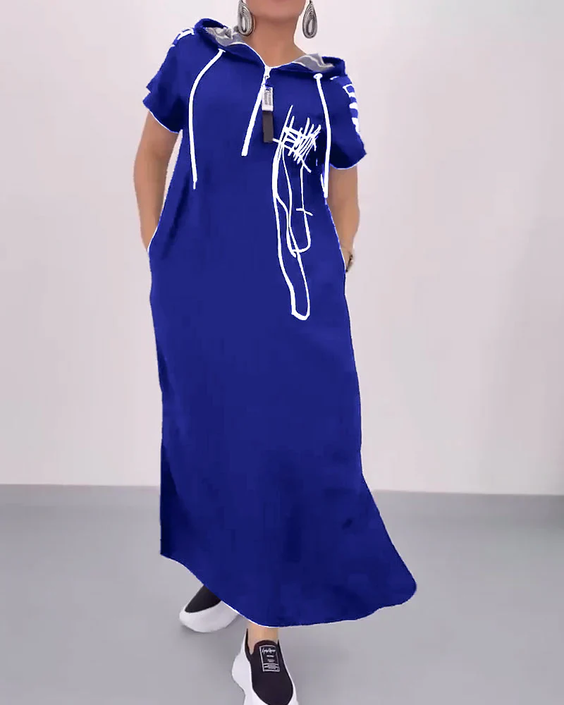 Half-Zip Loose Contrast Dress - Image 23