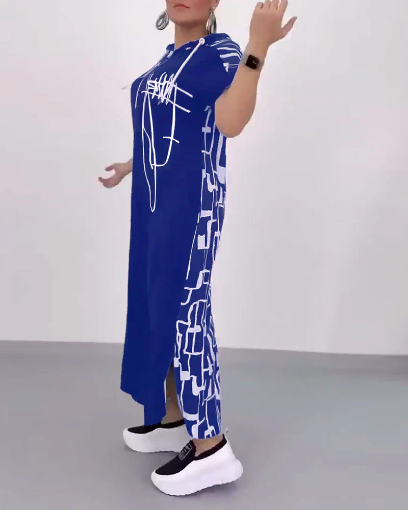 Half-Zip Loose Contrast Dress - Image 24