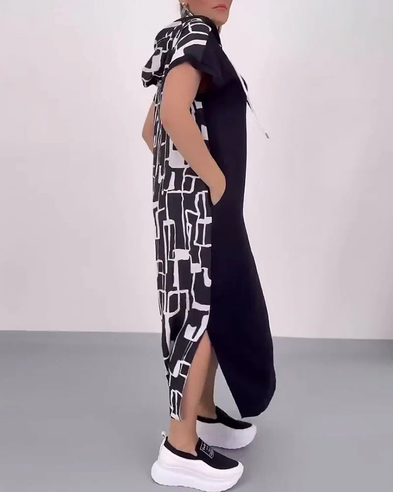 Half-Zip Loose Contrast Dress - Image 30