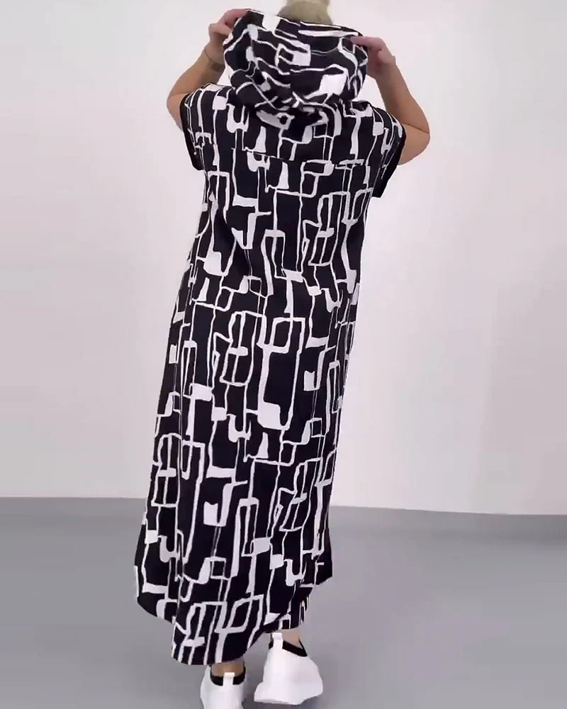 Half-Zip Loose Contrast Dress - Image 31