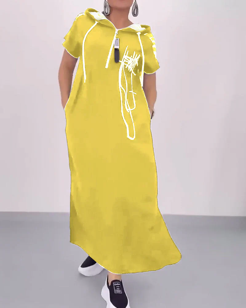 Half-Zip Loose Contrast Dress - Image 38