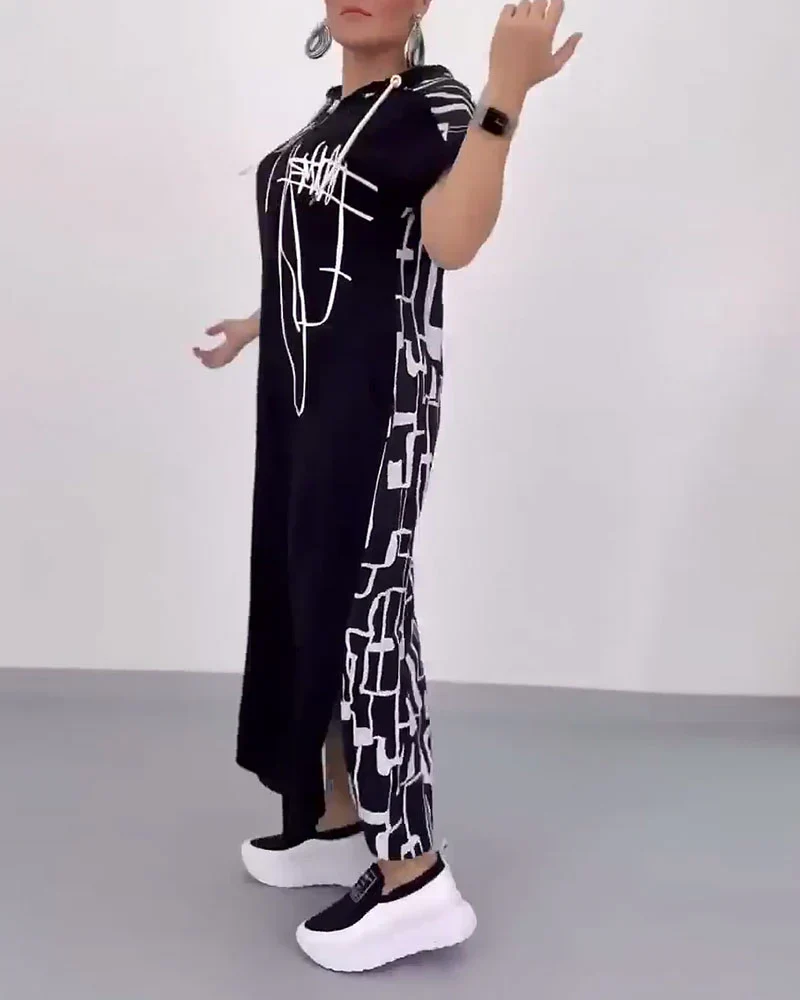 Half-Zip Loose Contrast Dress - Image 4