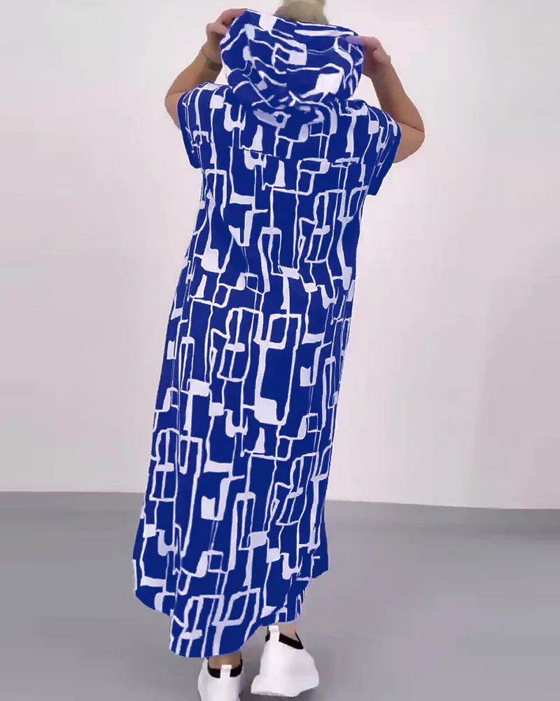 Half-Zip Loose Contrast Dress - Image 9