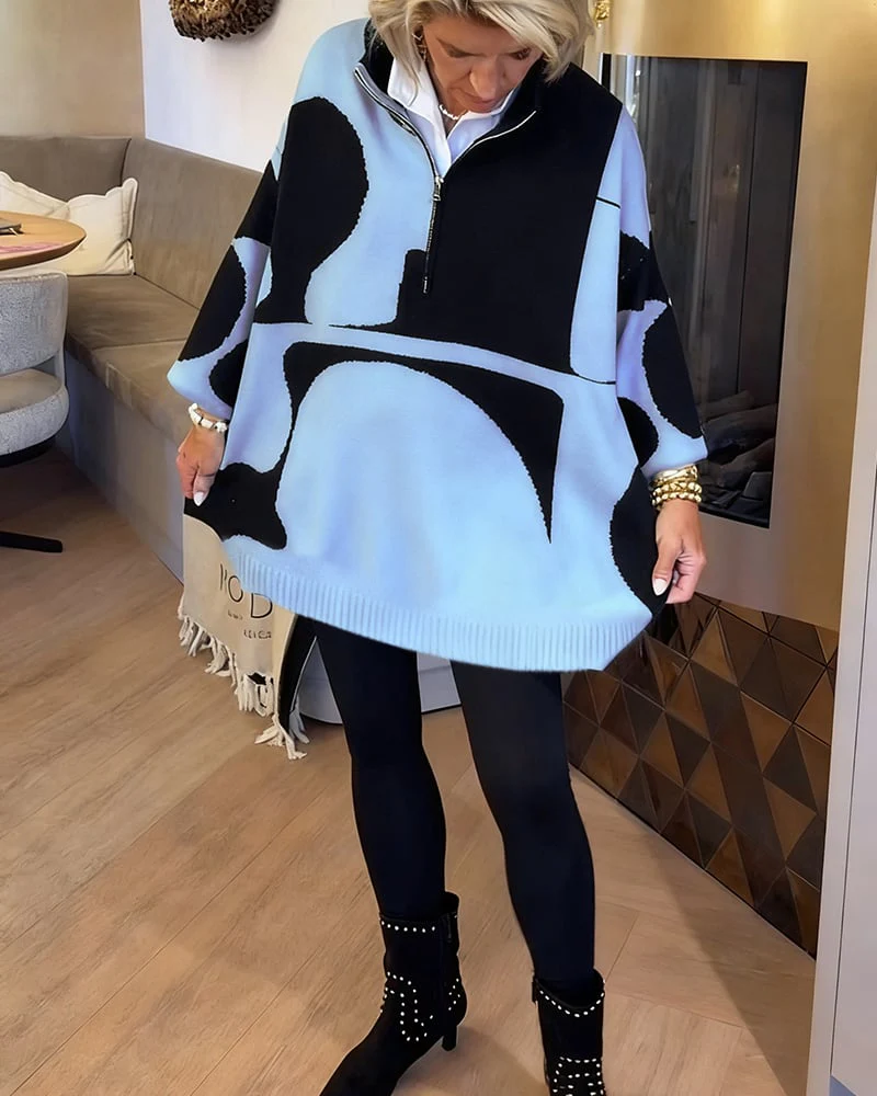 Half-Zip Stand Collar Fashionable Sweater