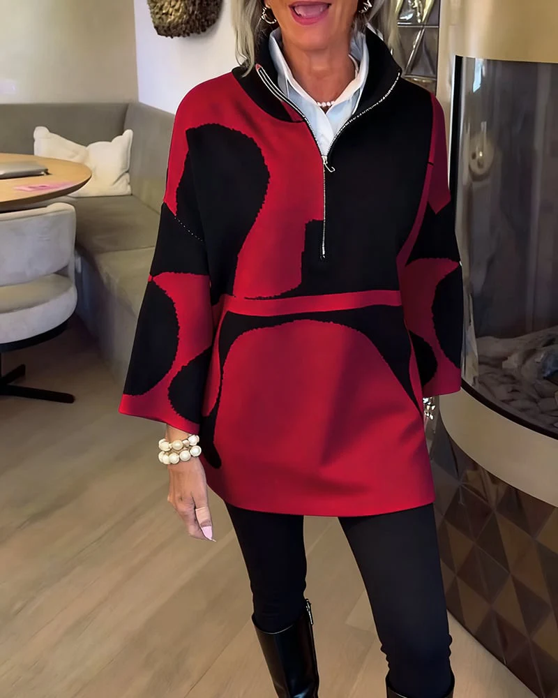 Half-Zip Stand Collar Fashionable Sweater - Image 13