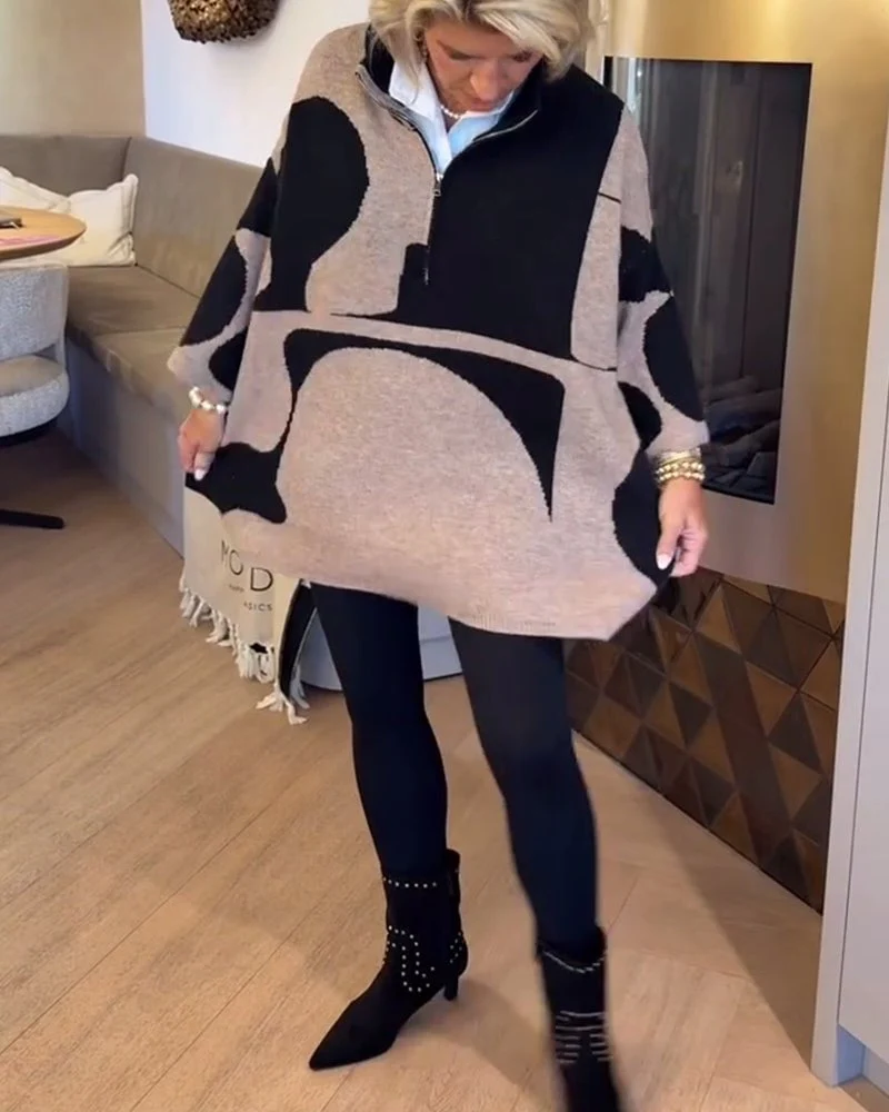 Half-Zip Stand Collar Fashionable Sweater - Image 16