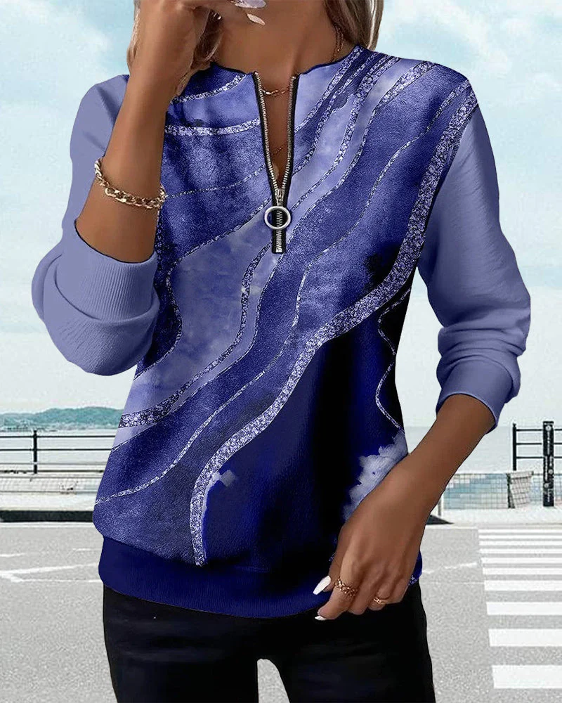 Half-Zip Vintage Print Sweatshirt - Image 11