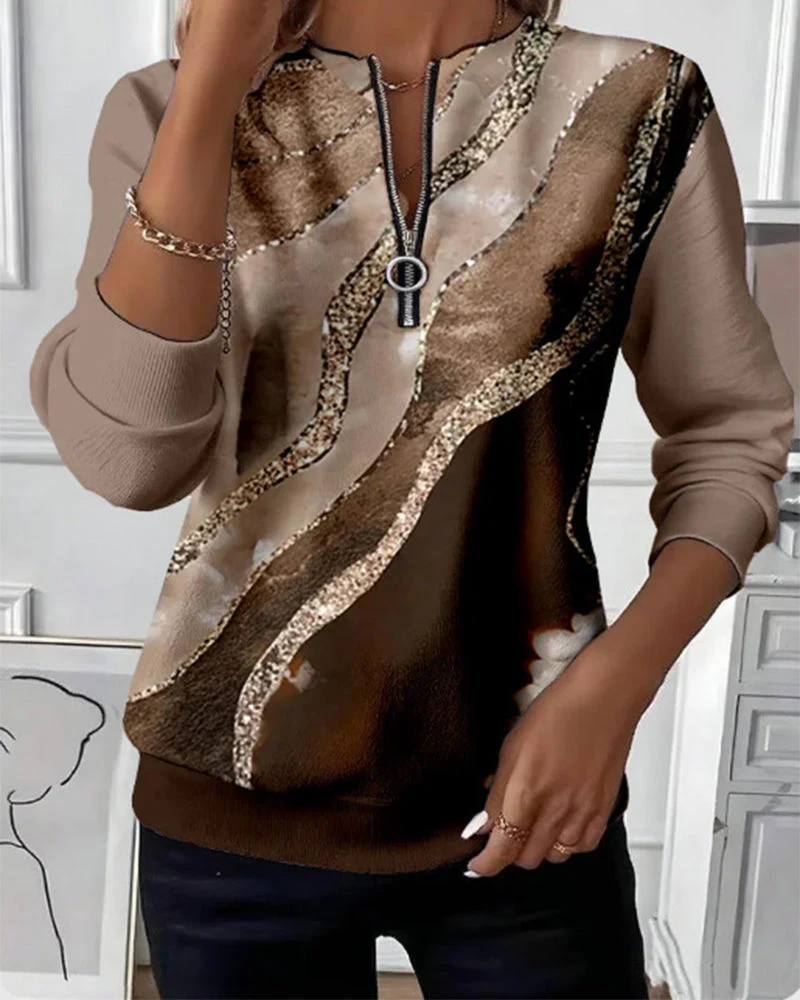 Half-Zip Vintage Print Sweatshirt - Image 2