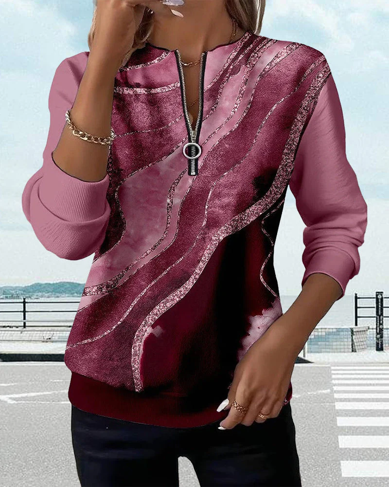 Half-Zip Vintage Print Sweatshirt - Image 7
