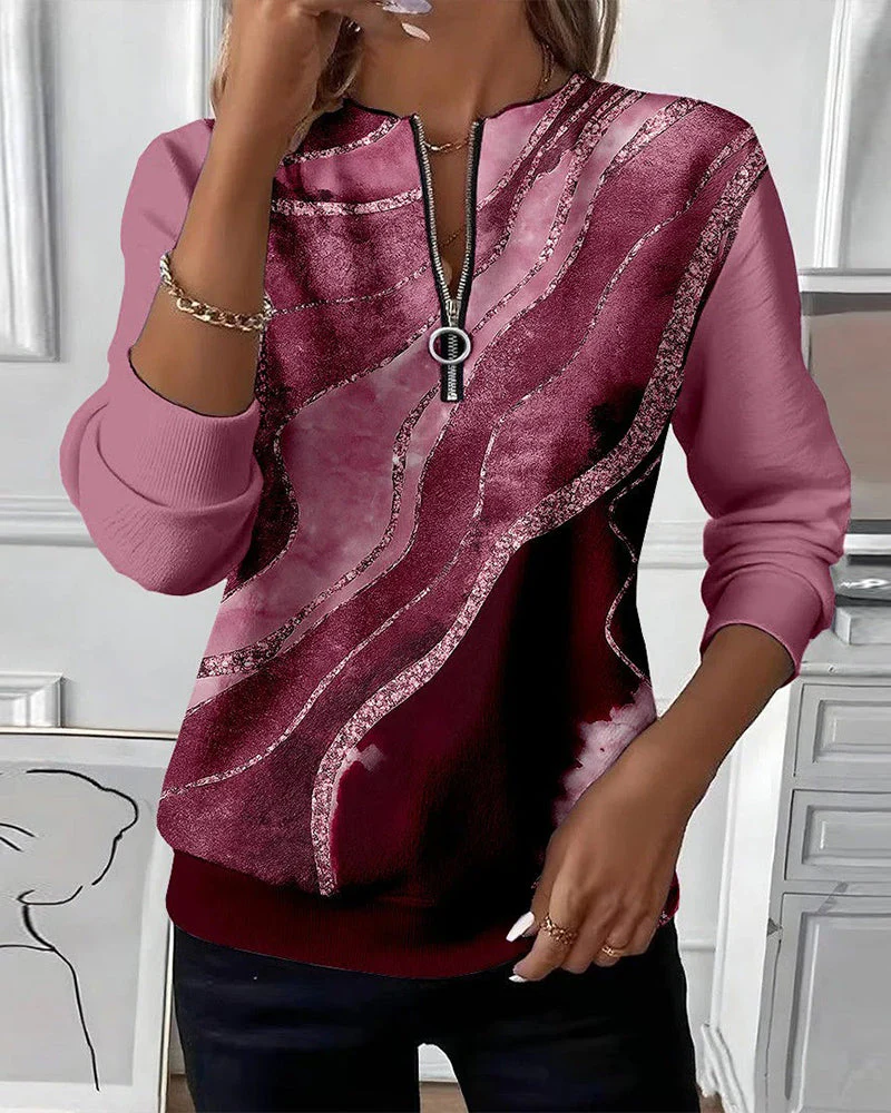 Half-Zip Vintage Print Sweatshirt - Image 8