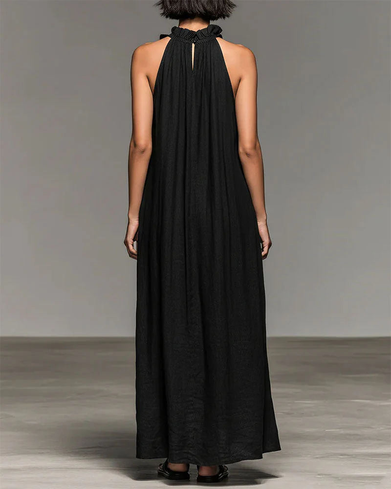 Halterneck Ruffled Long Dress - Image 3