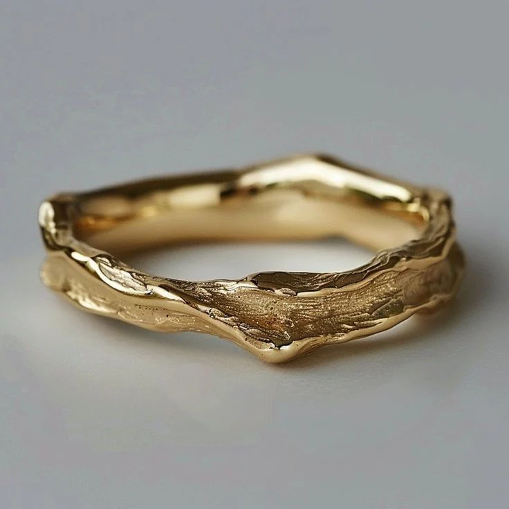 Hand Forged Gold Wedding Gold Ring - Image 2