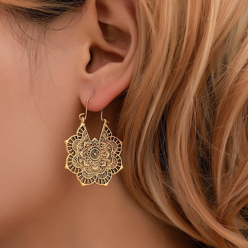 Handmade Lotus Mandala Earrings