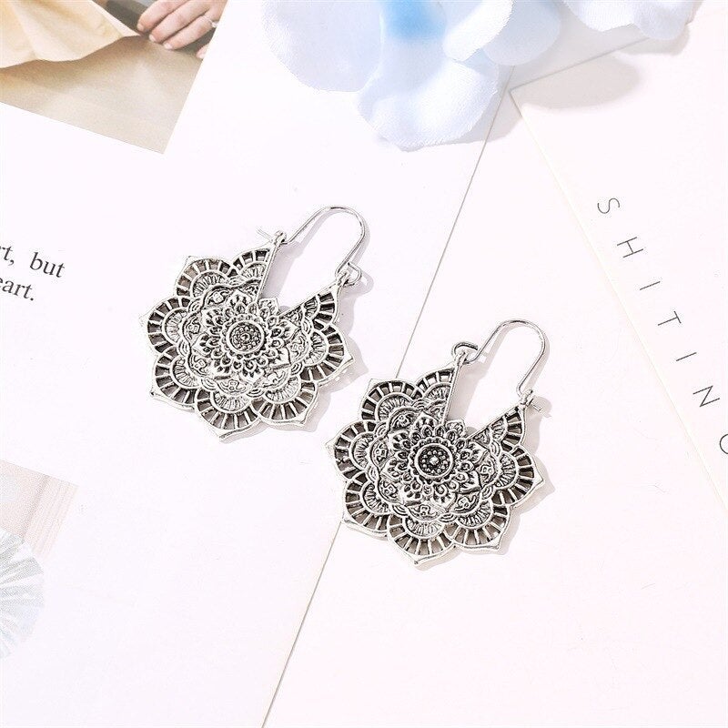 Handmade Lotus Mandala Earrings - Image 3