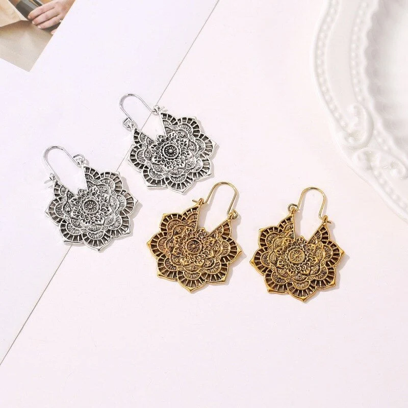 Handmade Lotus Mandala Earrings - Image 6