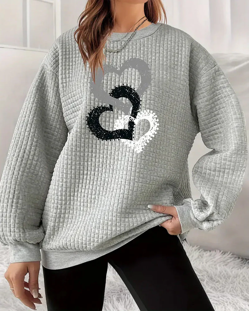 Heart Print Long-Sleeved Sweatshirt - Image 4