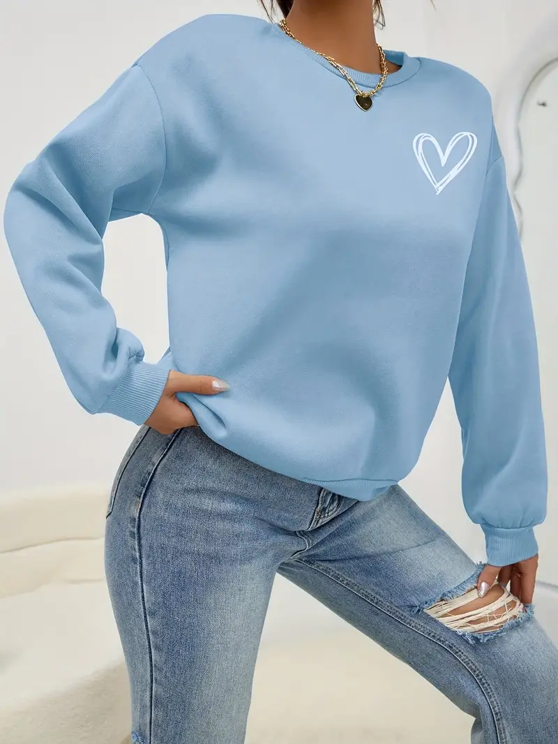 Heart Print Pullover Sweatshirt - Image 5
