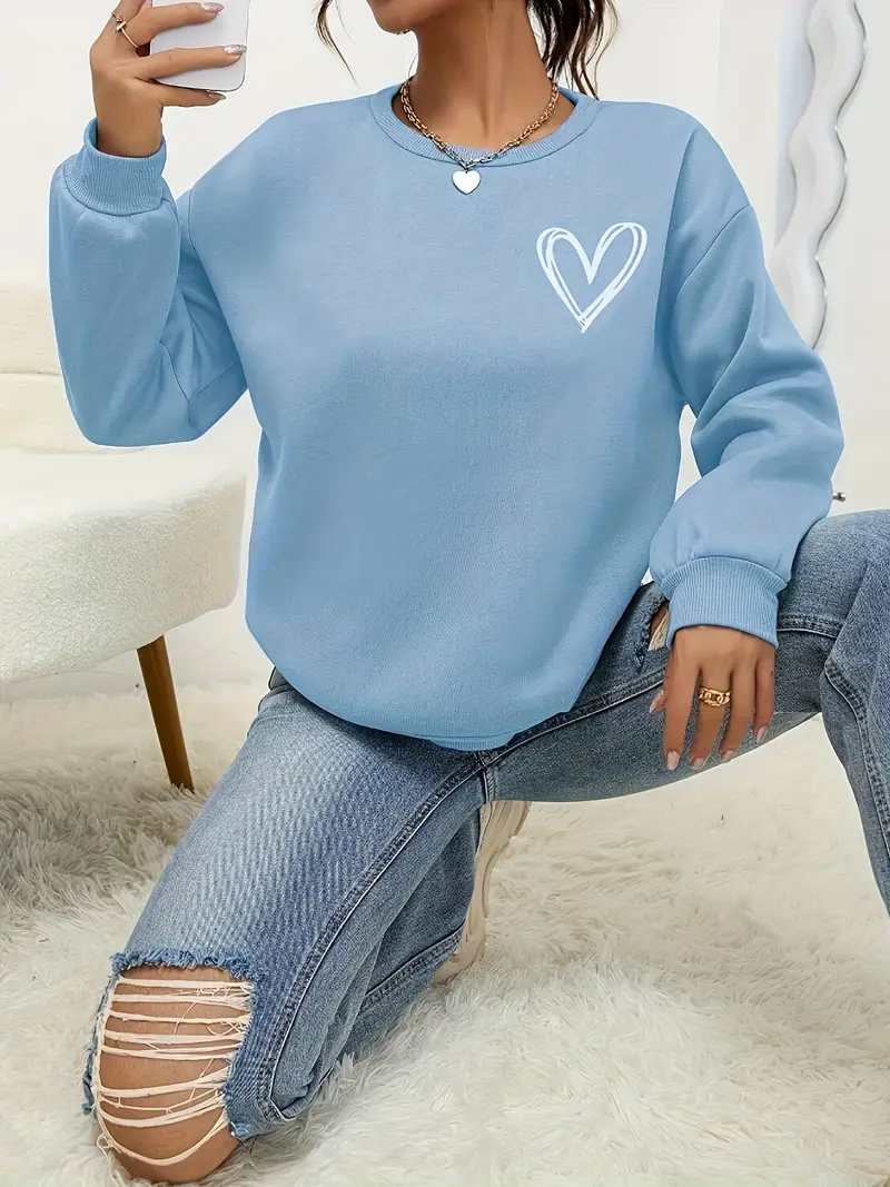 Heart Print Pullover Sweatshirt - Image 7
