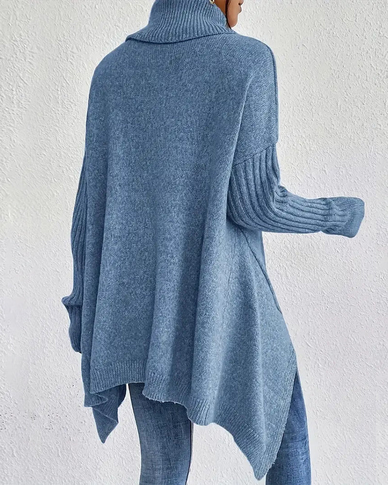 High Collar Irregular Loose Sweater - Image 5