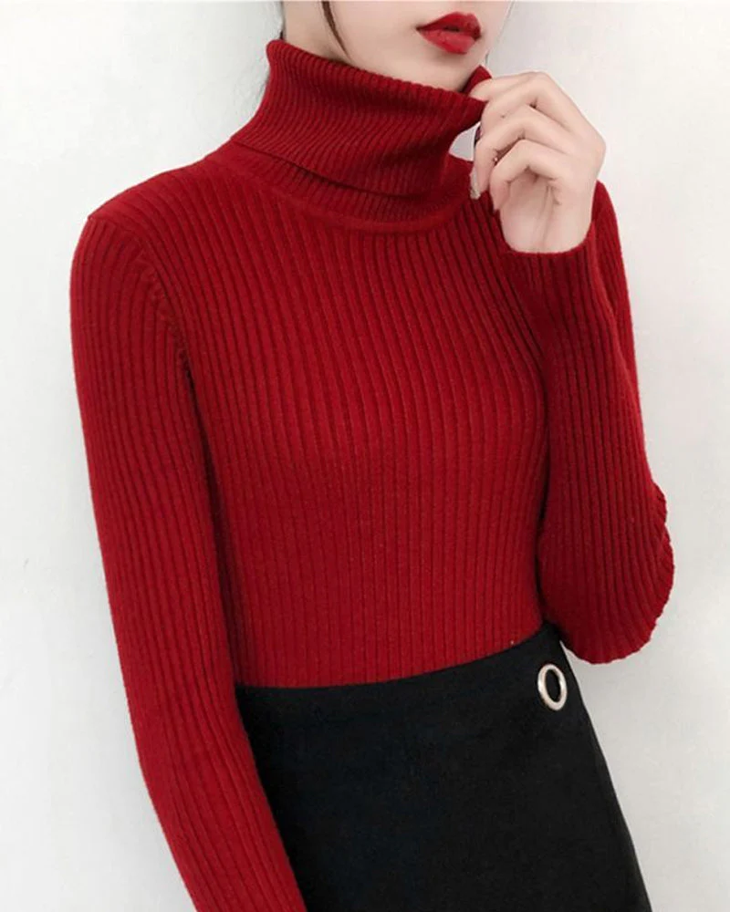 High-Neck Knit Sweater Base Layer - Image 14