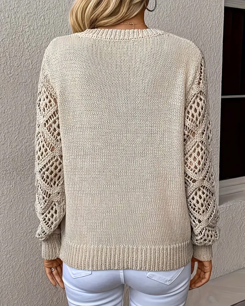 Hollow Sleeve V-Neck Sweater - Image 8