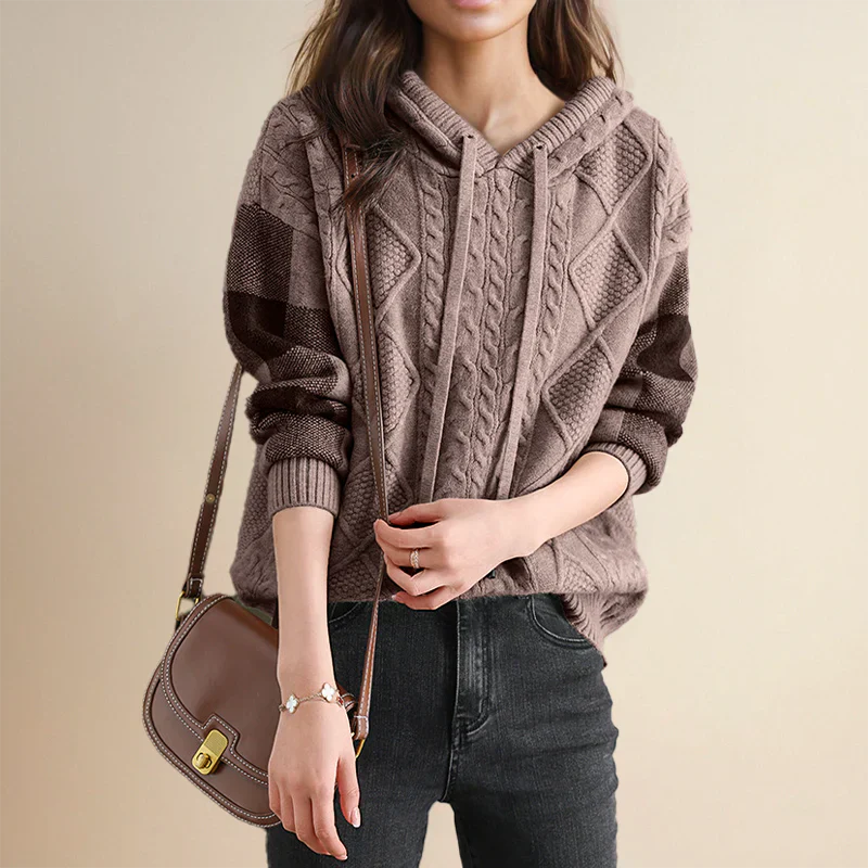 Jacquard Knit Hoodie Sweater - Image 4