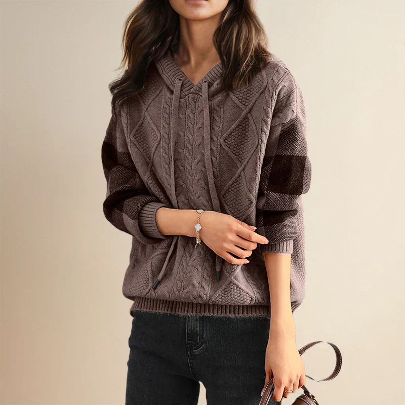 Jacquard Knit Hoodie Sweater - Image 7