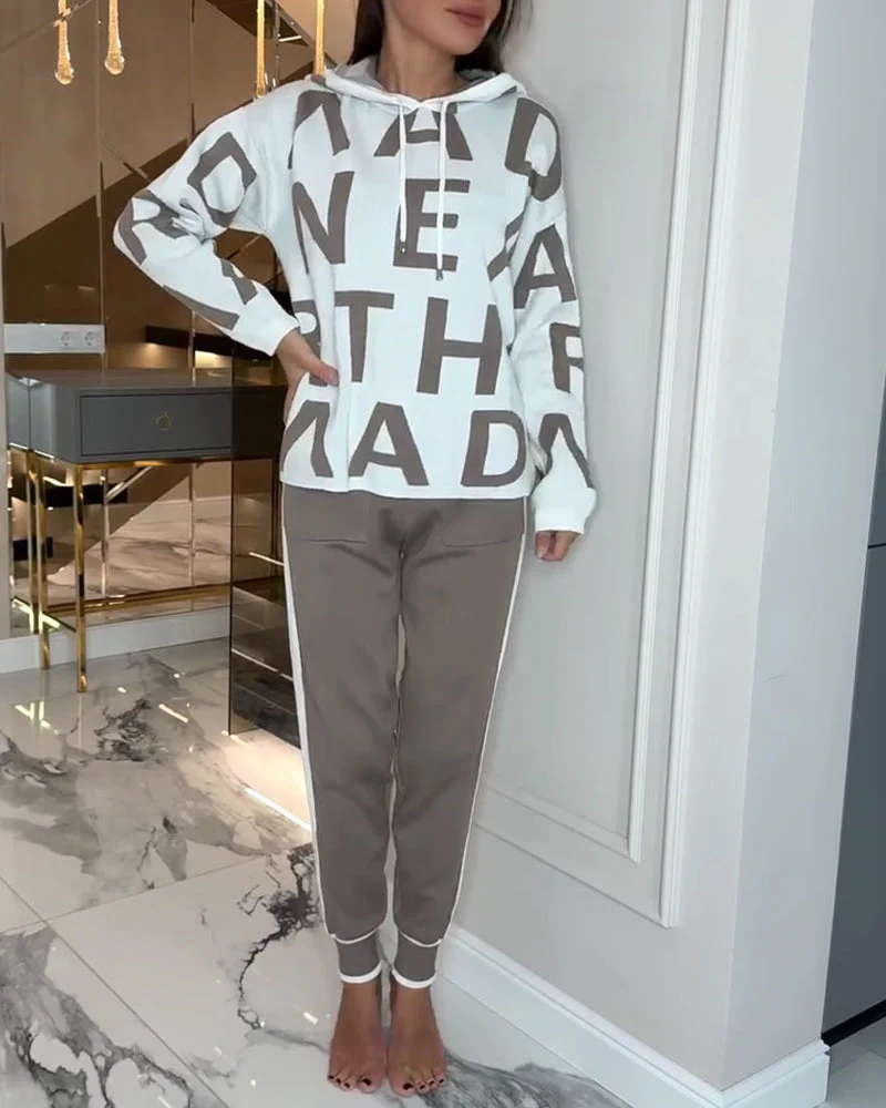 Hooded Letter Fashion Two-Piece Set - Image 9