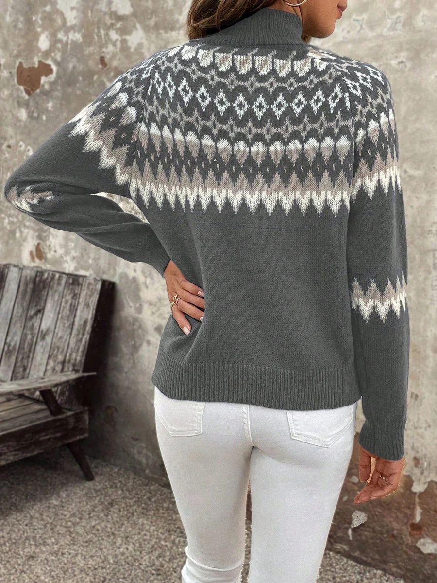Icelandic Turtleneck Sweater with Nordic Pattern - Image 6