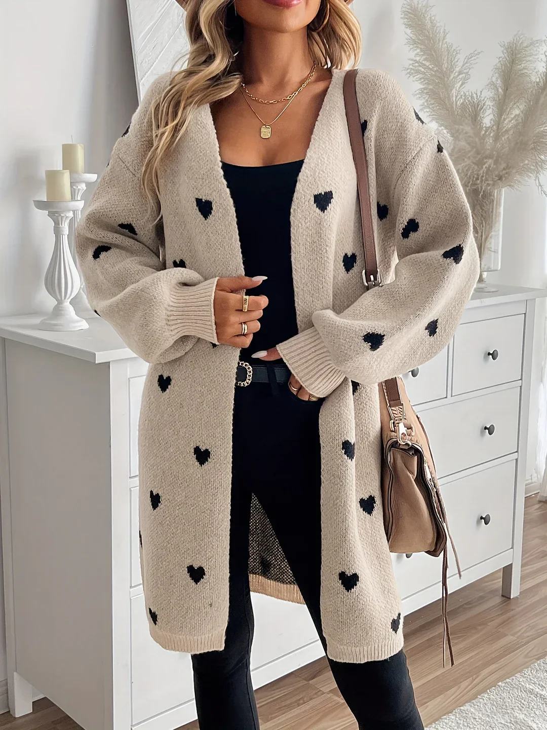 Julia Cozy Cardigan with Heart Pattern Design - Image 2