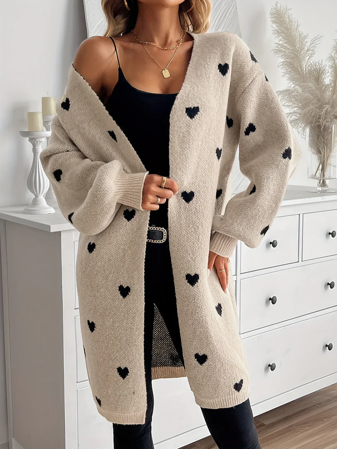 Julia Cozy Cardigan with Heart Pattern Design - Image 3