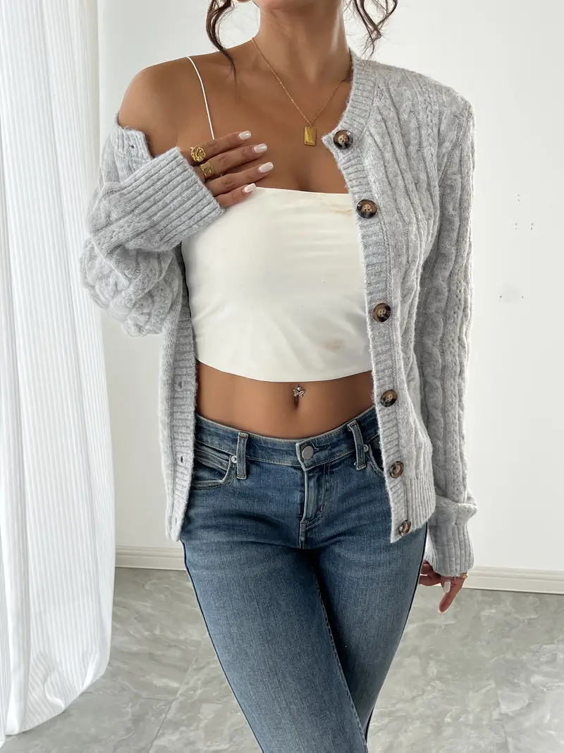 Knitted Cable Cardigan for Women's - Image 14