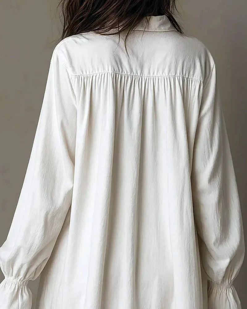 Lace-Paneled Lantern-Sleeve Dress - Image 3