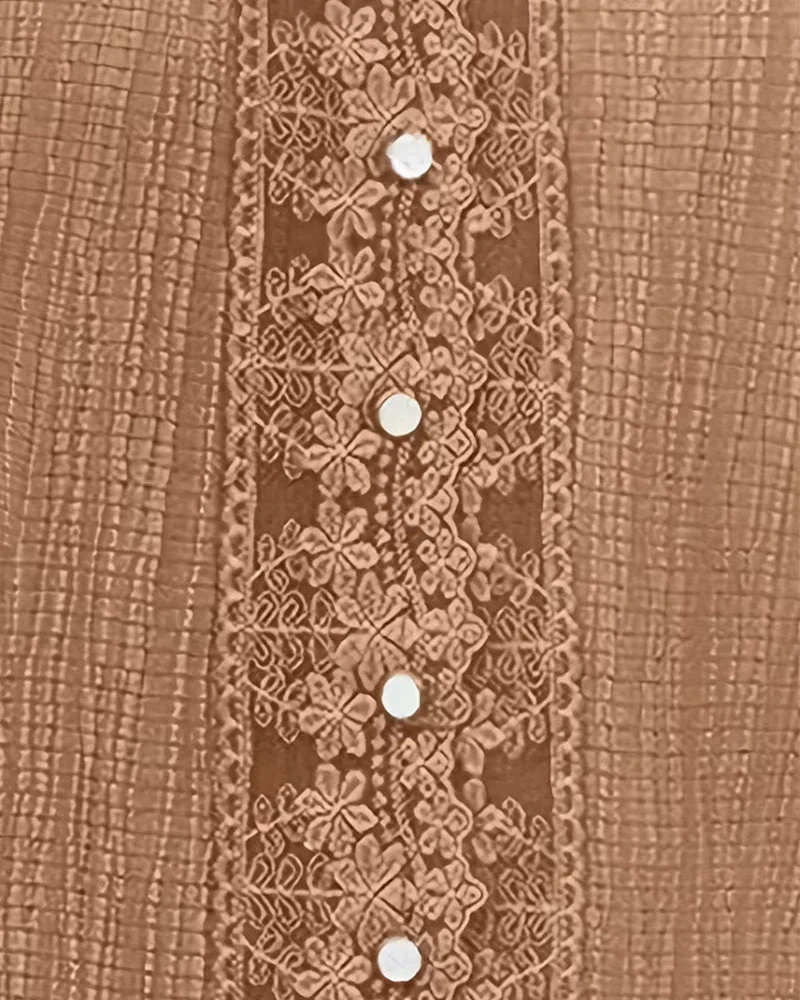 Lace Patchwork V-Neck Puff Sleeve Blouse - Image 3