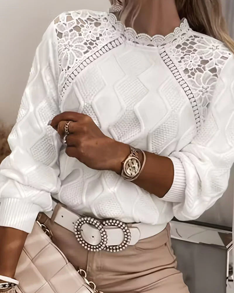 Lace Trim Fashion Patchwork Sweater