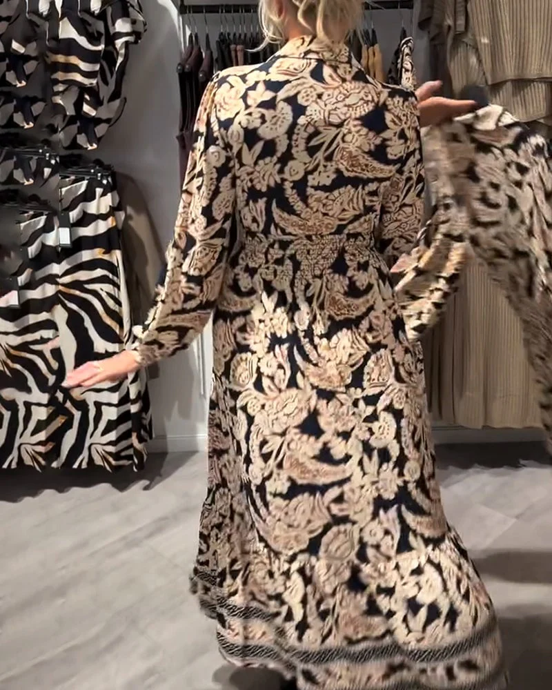 Lapel Print Fashion Dress - Image 8