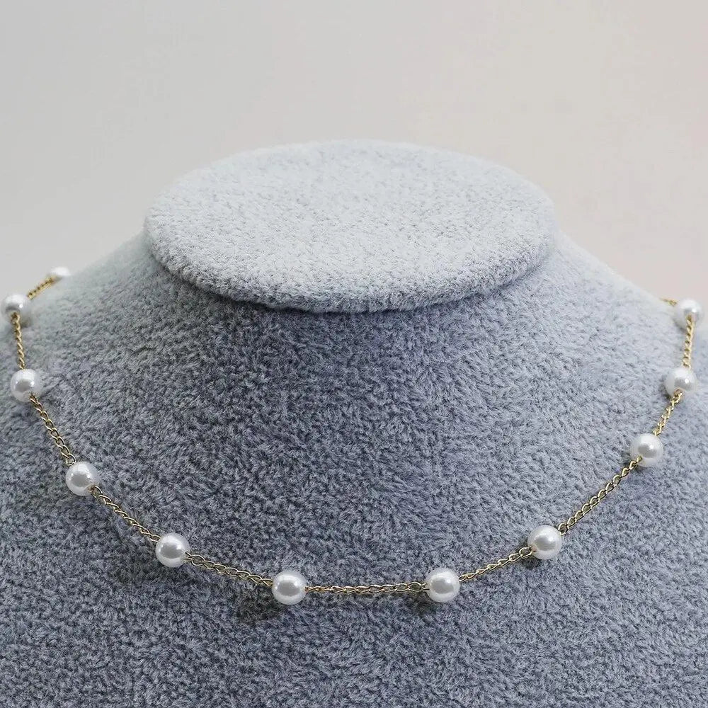 Layered Gold Necklace with Pearl Accent - Image 7
