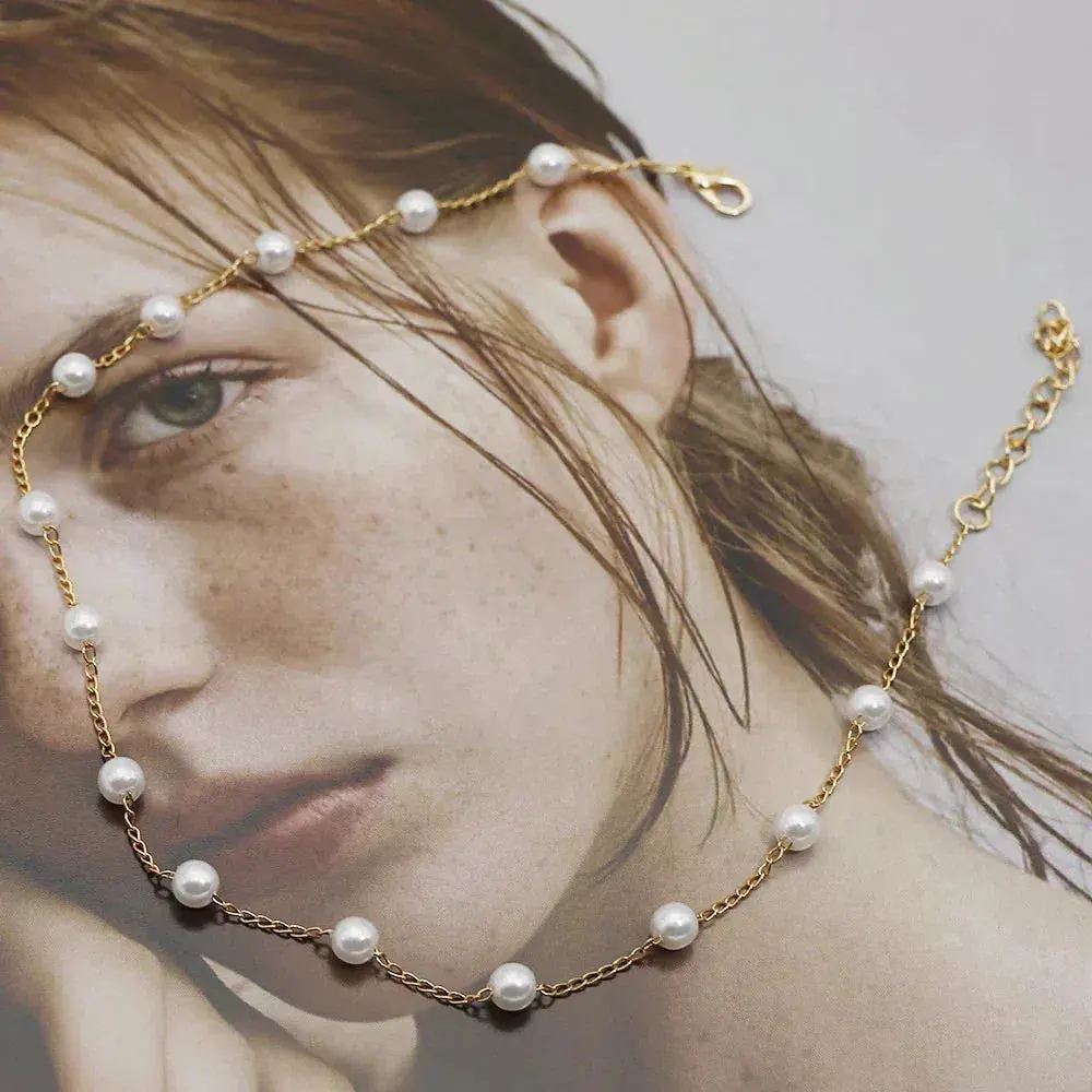 Layered Gold Necklace with Pearl Accent - Image 8