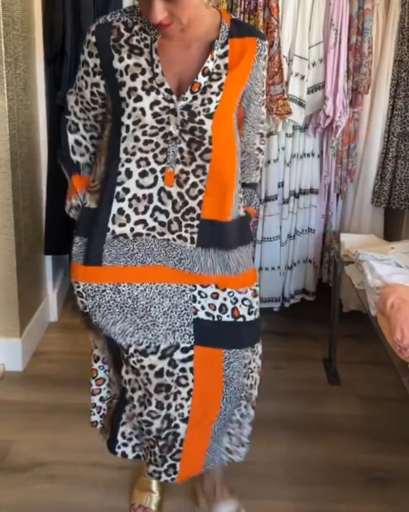 Leopard geometric print dress - Image 4