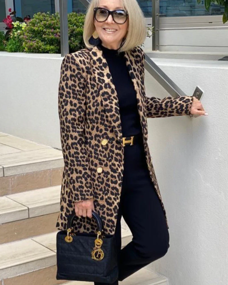 Leopard Print Plus Size Coat - Image 12