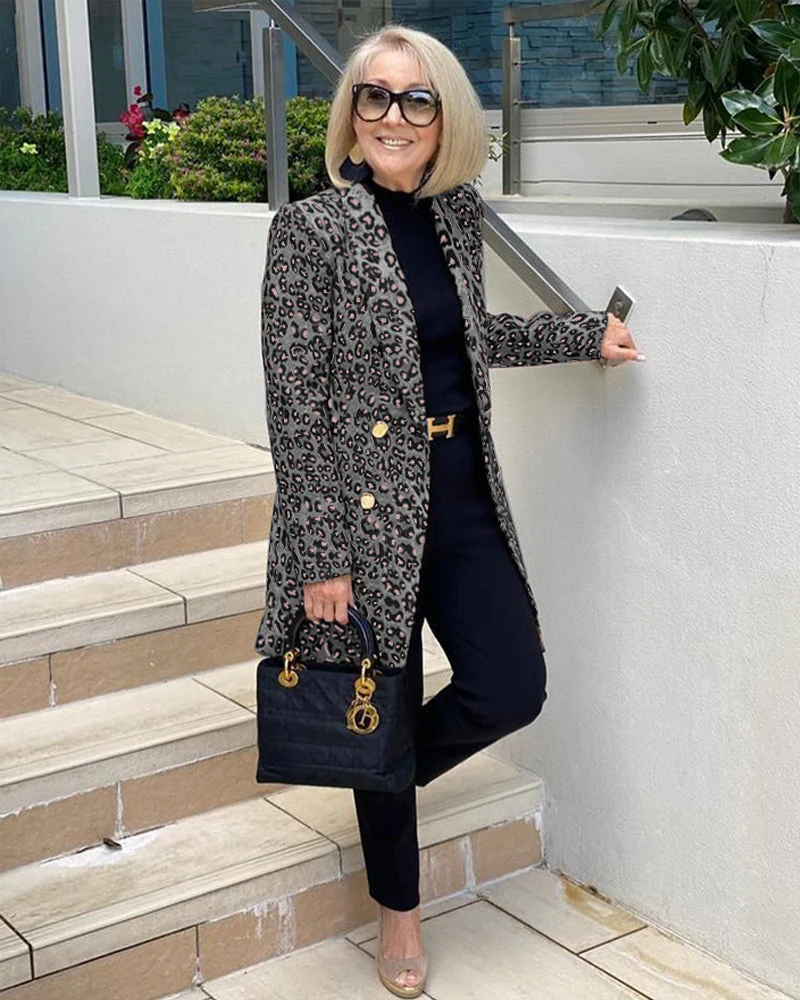 Leopard Print Plus Size Coat - Image 2