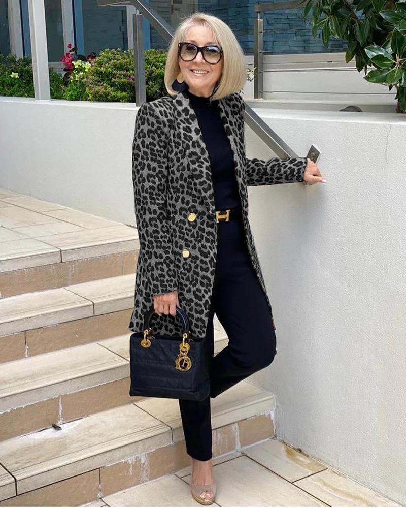 Leopard Print Plus Size Coat - Image 4