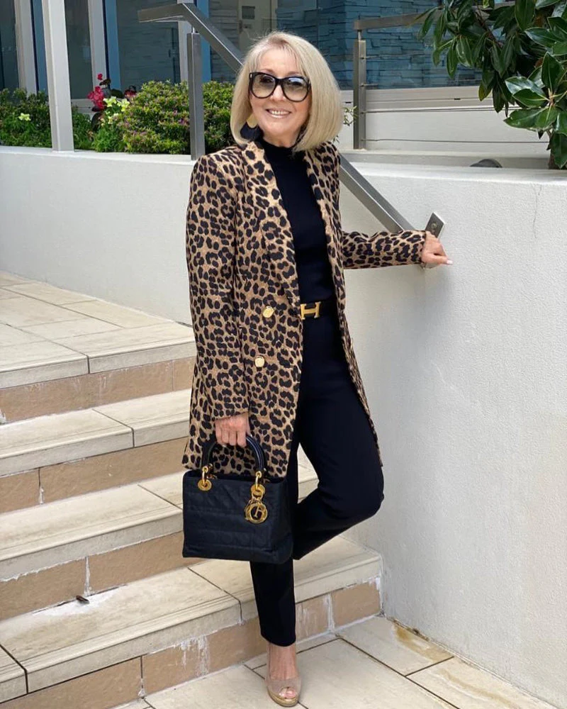 Leopard Print Plus Size Coat - Image 8