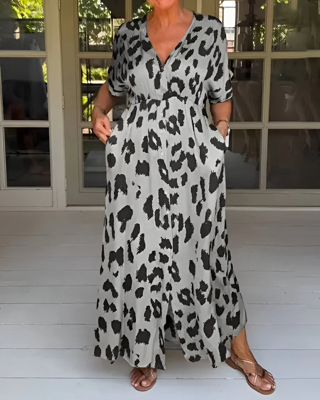 Leopard Print Stylish Maxi Dress - Image 15