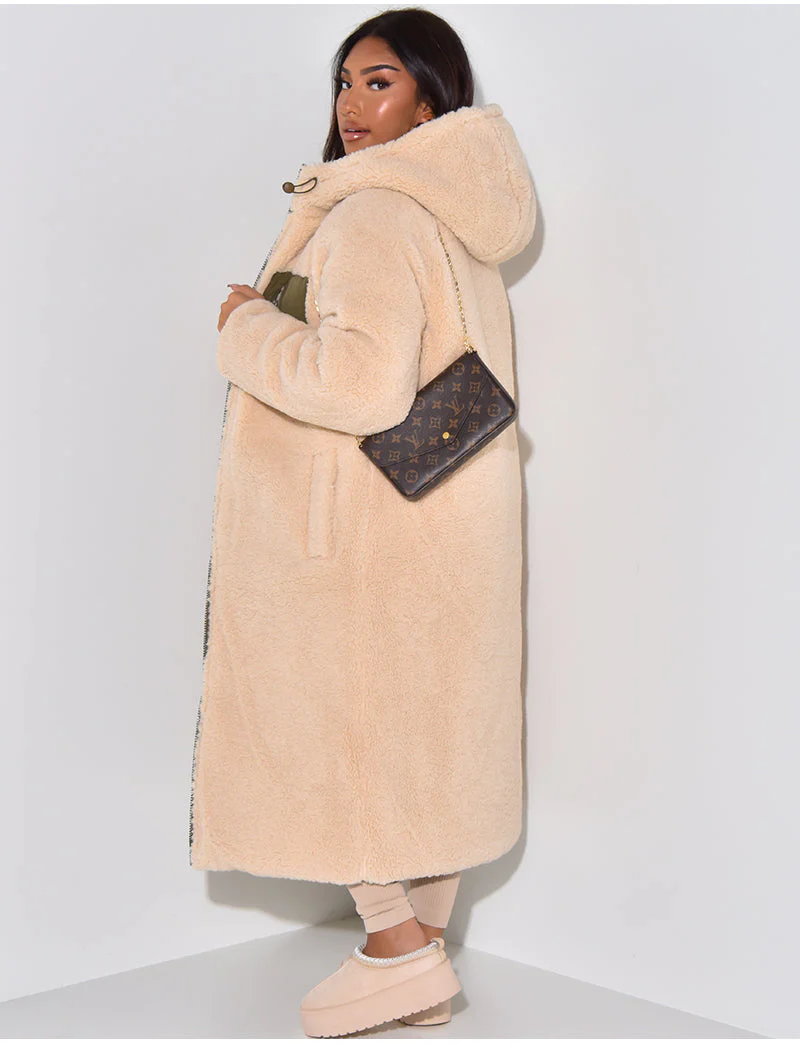 Long Puffer Coat with Fleece Lining and Hood - Image 30