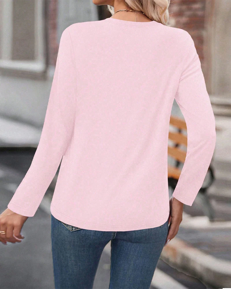 Long Sleeve Heart Round Neck Top - Image 2