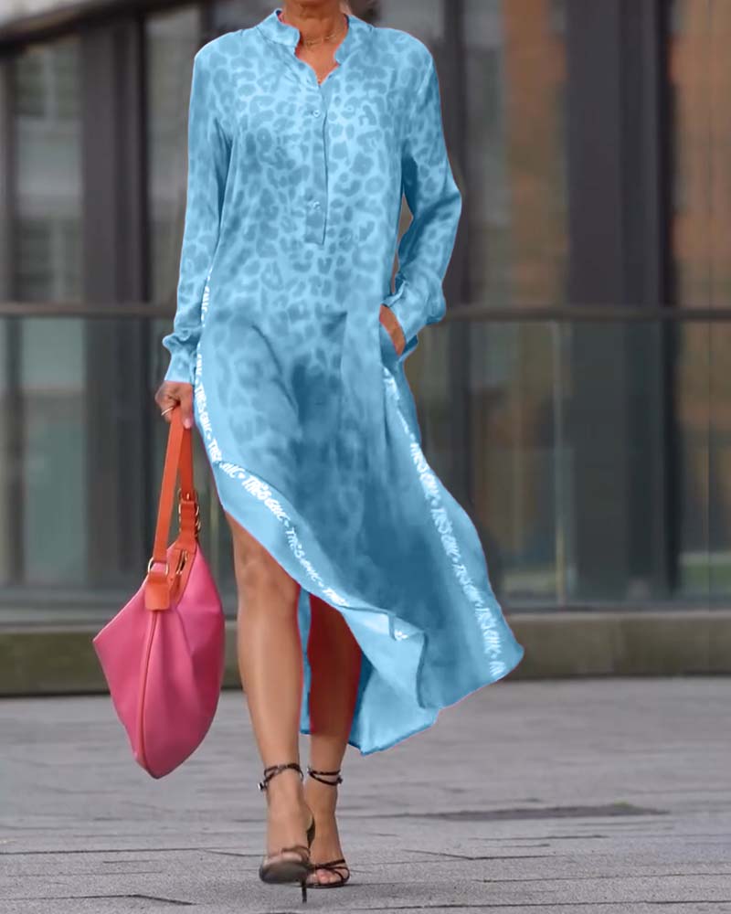 Long-Sleeve Leopard Print Dress - Image 12